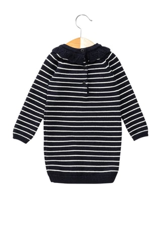 Trui-jurk - Indigoblauw - Wit, rood en blauw