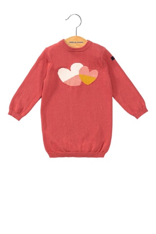 Trui-jurk - Roze - Wit, geel en roze