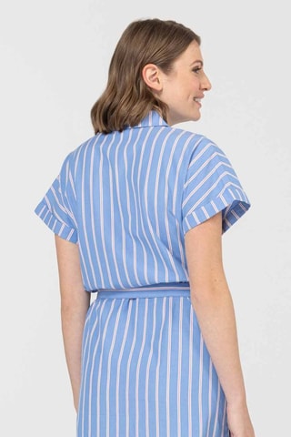 Vestido camisero - Blanco, azul y rosa