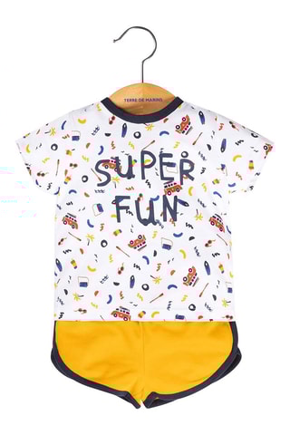 Camiseta y short Lioril - Blanco y amarillo