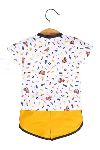 Camiseta y short Lioril - Blanco y amarillo