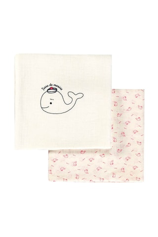 2 babydoeken - Wit en Roze - Terre de Marins