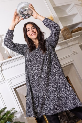 Vestido evasé - Blanco y negro