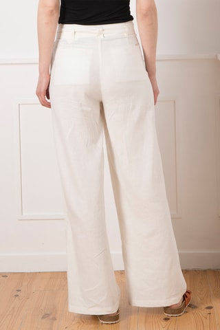 Pantalón de lino - Blanco, amarillo y rojo