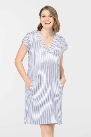 Vestido recto - Blanco y azul