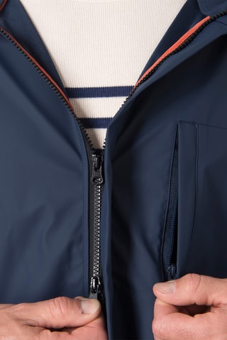 Impermeable con capucha - Blanco y azul