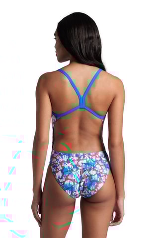 Maillot 1 pièce Multi Camo -Ciel et blanc