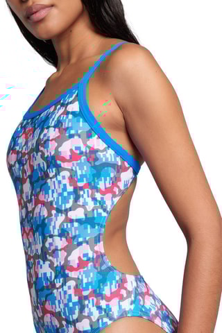 Maillot 1 pièce Multi Camo -Ciel et blanc