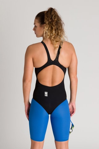 Maillot 1 pièce et cycliste de bain Powerskin - Noir et bleu électrique