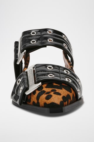 Sandalias de nobuk - Negro y marrón