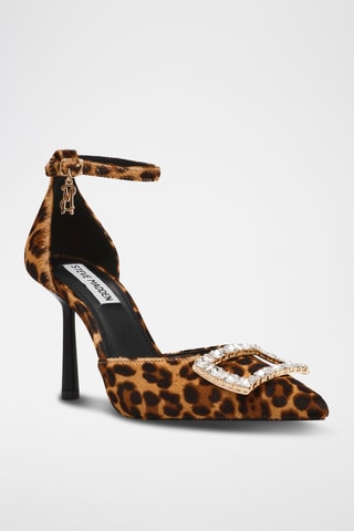 Décolleté con tacco in pelle scamosciata - Marrone