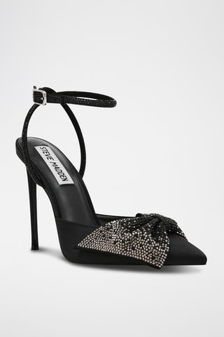 Décolleté con tacco in raso - Nero