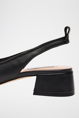 Décolleté con tacco in pelle di montone - Nero