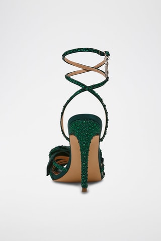 Sandali con tacco in raso - Verde smeraldo