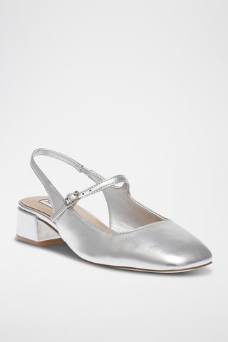 Décolleté con tacco in vernice - Argentato