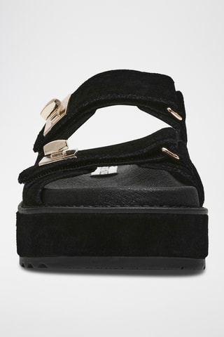 Ciabatte platform in pelle scamosciata - Nero