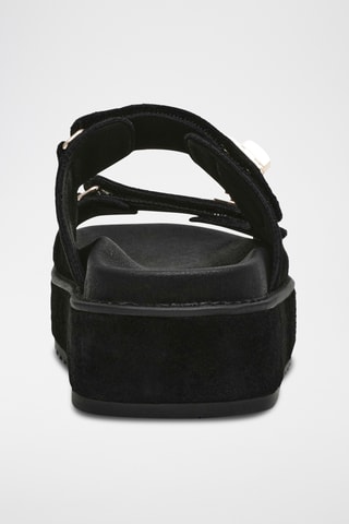 Ciabatte platform in pelle scamosciata - Nero