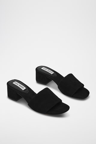 Sandali con tacco in pelle scamosciata - Nero