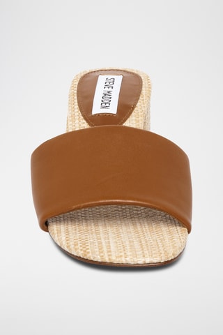 Sandali con tacco in pelle - Marrone