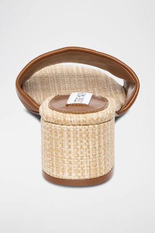 Sandali con tacco in pelle - Marrone