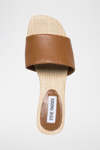 Sandali con tacco in pelle - Marrone