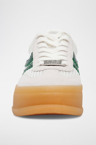 Sneakers platform in pelle - Bianco e verde scuro