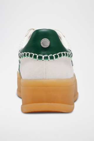 Sneakers platform in pelle - Bianco e verde scuro