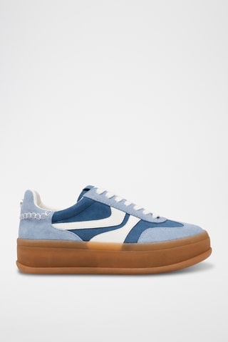 Sneakers platform in pelle scamosciata - Blu