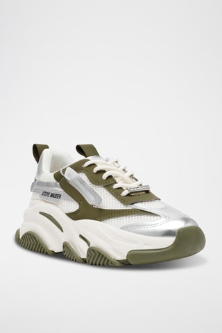 Zapatillas con plataforma Possession-E - Verde oliva y plateado