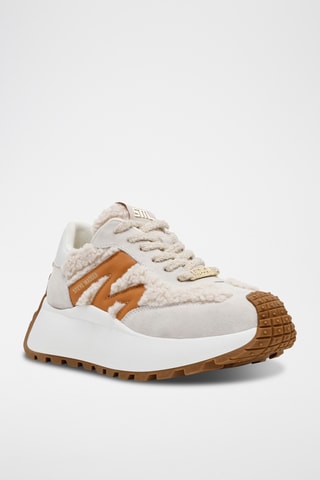 Sneakers platform in pelle Supercampo-F - Beige e marrone