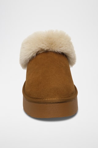 Ciabatte imbottite in pelle scamosciata Snow - Cammello