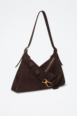 Borsa a spalla in pelle scamosciata Bklarity - Marrone scuro