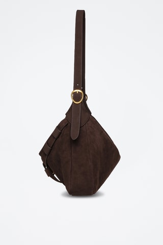 Borsa a spalla in pelle scamosciata Bklarity - Marrone scuro