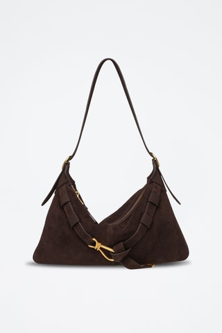 Borsa a spalla in pelle scamosciata Bklarity - Marrone scuro