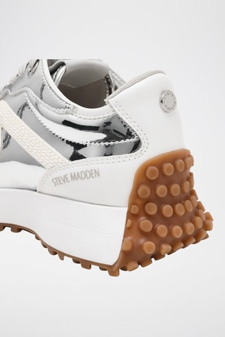 Zapatillas de piel - Plateado y blanco