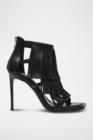 Sandali con tacco in pelle - Nero