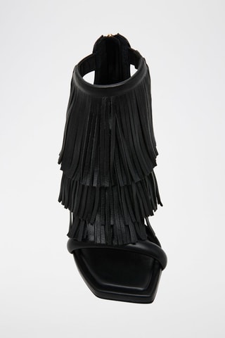 Sandali con tacco in pelle - Nero