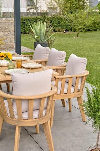Conjunto de jardim em acácia Liso - Até 8 lugares