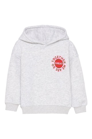 Sweater met Capuchon - Gemêleerd Lichtgrijs