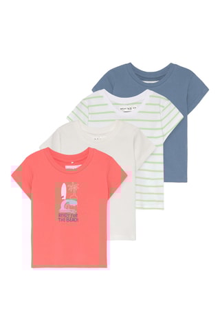 4 T-shirts - Rood en Kobaltblauw