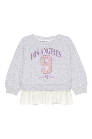 Sweater Trompe-l’œil - Gemêleerd Lichtgrijs en Wit