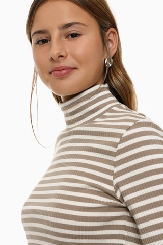 T-shirt - Taupe en Wit