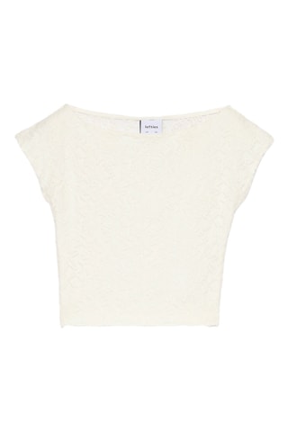 Kanten Cropped T-shirt - Wit