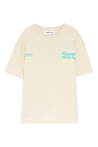 T-shirt - Lichtbeige en Turquoise