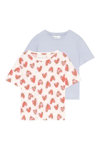 2 T-shirts - Ecru en Lichtblauw