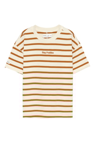 T-shirt - Ecru en Lichtbruin