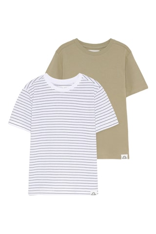 2 T-shirts - Wit en Kaki