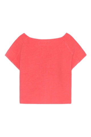 Linnen T-shirt - Koraalrood