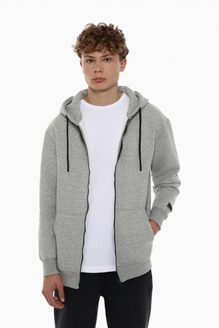 Sweater met Capuchon - Gemêleerd Lichtgrijs