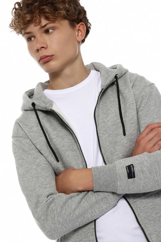 Sweater met Capuchon - Gemêleerd Lichtgrijs